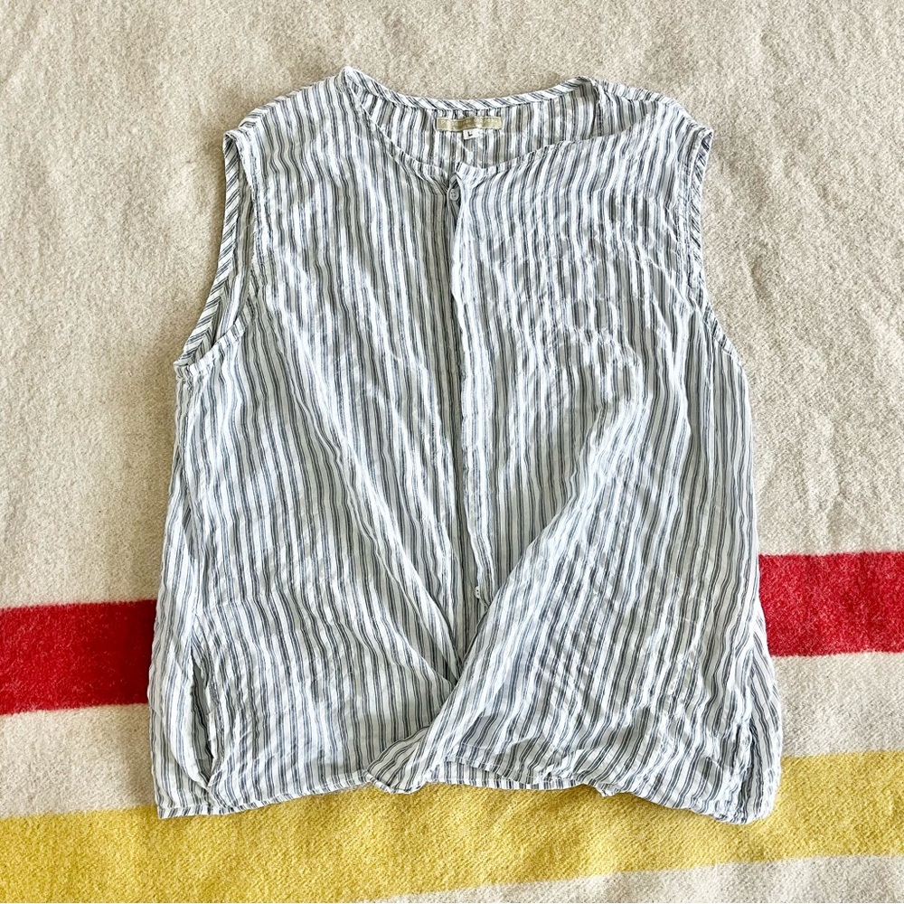 Pip Squeak Chapeau blue stripe crinkle cross front sleeveless top